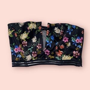 Beautiful Black Floral Crop Top Lace